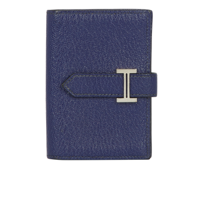Hermes Bearn Cardholder, &pound;450, Accessories, Blue, Leather, Front view